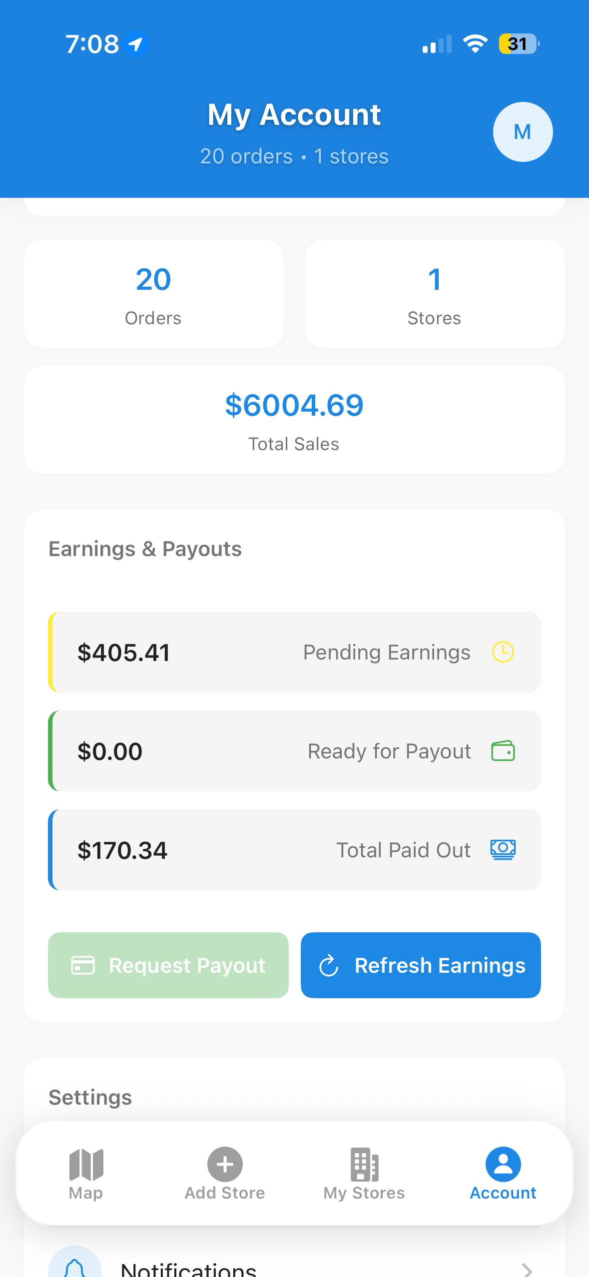 Sales rep earnings dashboard screenshot