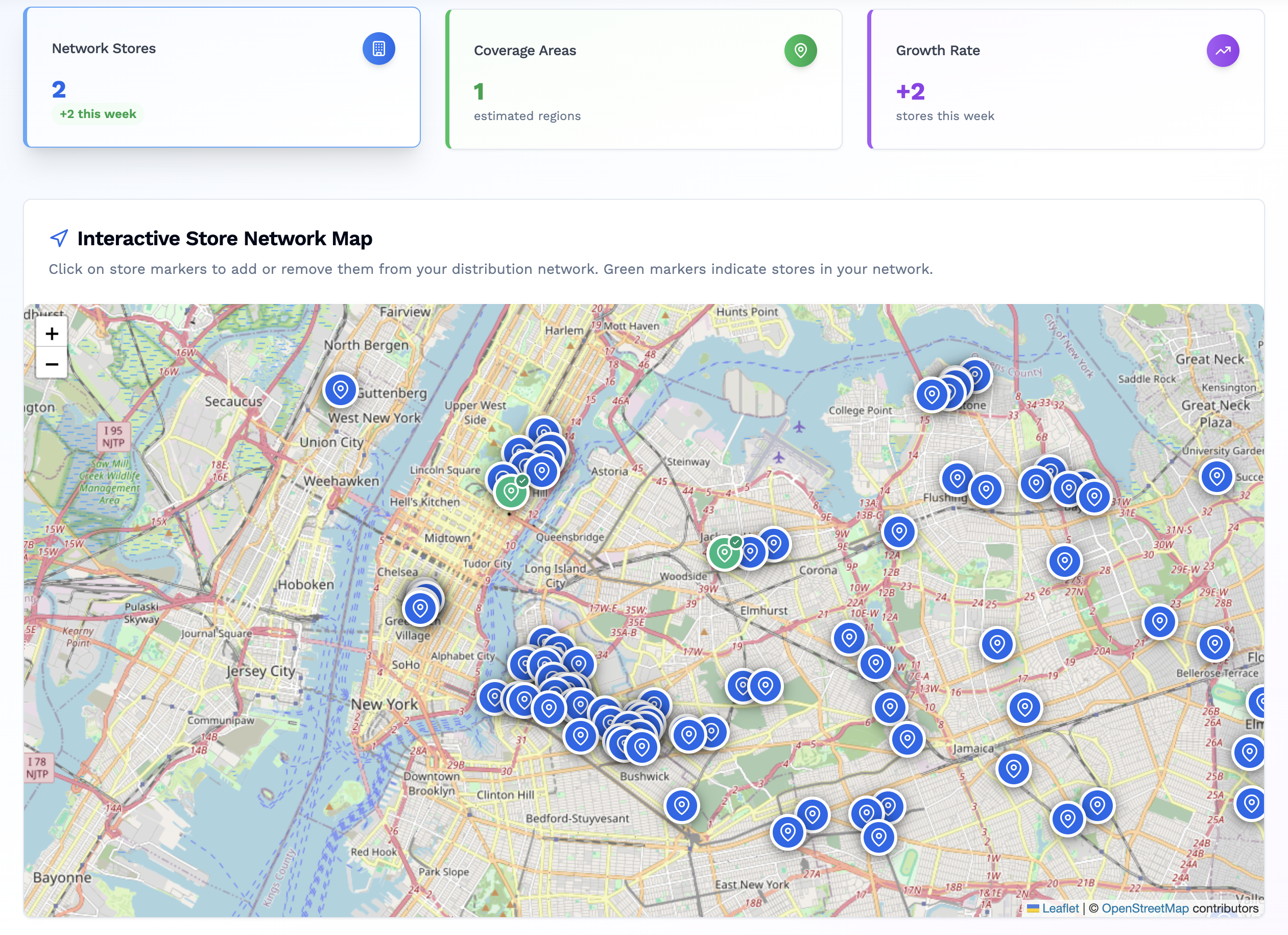 Interactive store network map for suppliers
